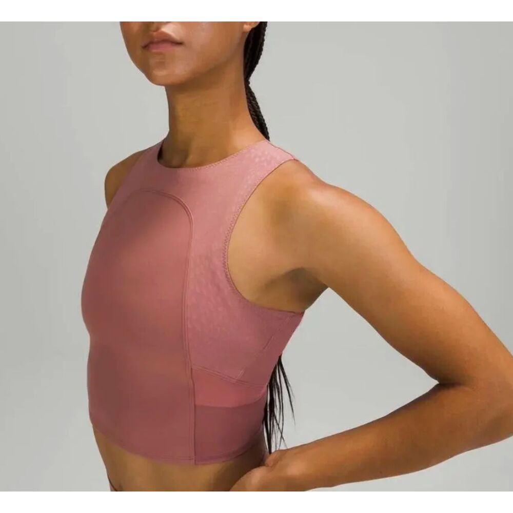 Lululemon Women’s Nulu Mesh Yoga Tank Size 12 Pink Cropped NWT
